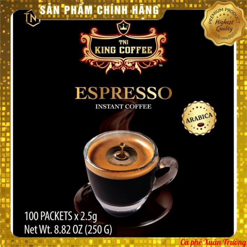 [Cà Phê Giá Sỉ Date New] Cà Phê Đen Hòa Tan KING COFFEE ESPRESSO (Hộp 100 gói x 2.5g)