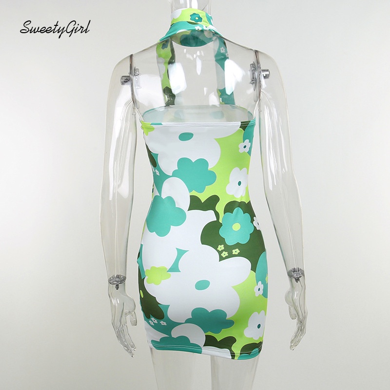 Đầm Mini Ôm Dáng Không Tay Trễ Vai In Họa Tiết Hoa Nhiều Màu Thời Trang Cho Nữ