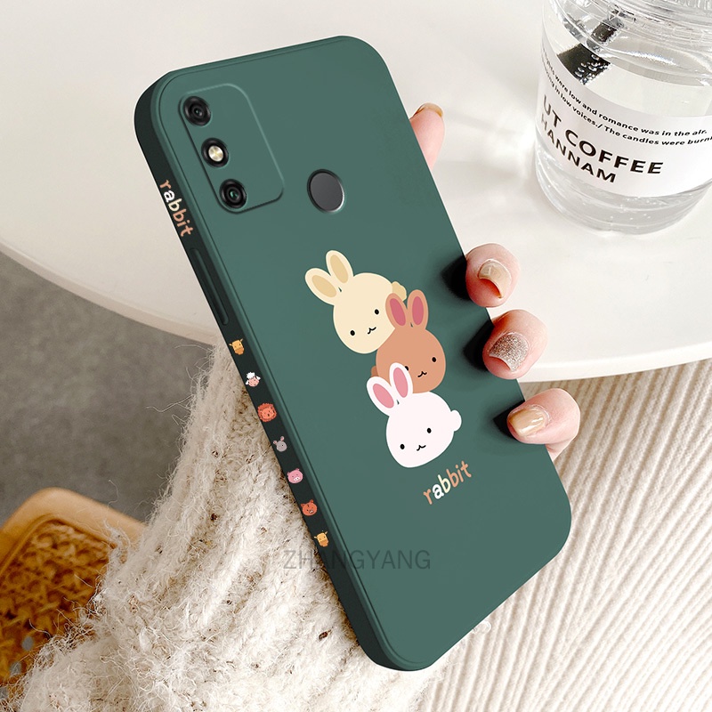 ốp lưng Tecno spark 6 go Tecno spark 6 air Ốp Điện Thoại TPU Silicone Hình Ba Chú Thỏ Đáng Yêu Kèm Dây Đeo Cho Tecno spark 6 go Tecno spark 6 air