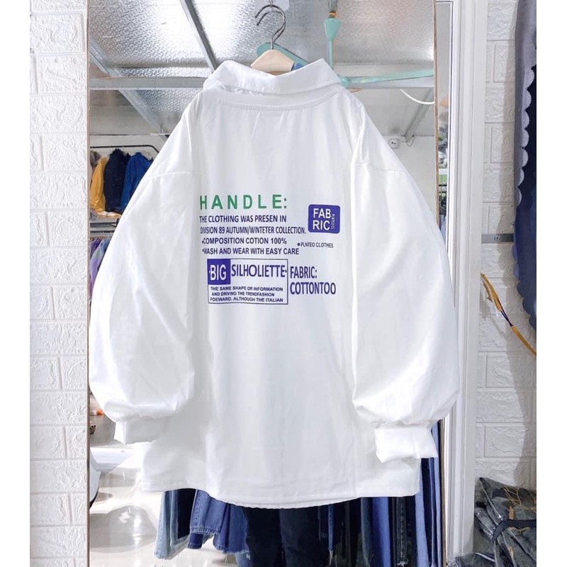 Áo thun tay dài form rộng unisex sweater Chữ Handle nam nữ ulzzang Wind