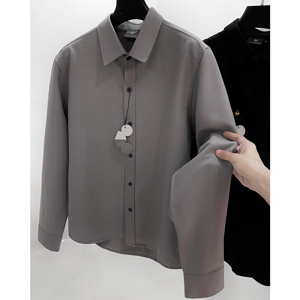 ÁO SƠ MI xám basic KKL CHUOTTRANG tay dài
