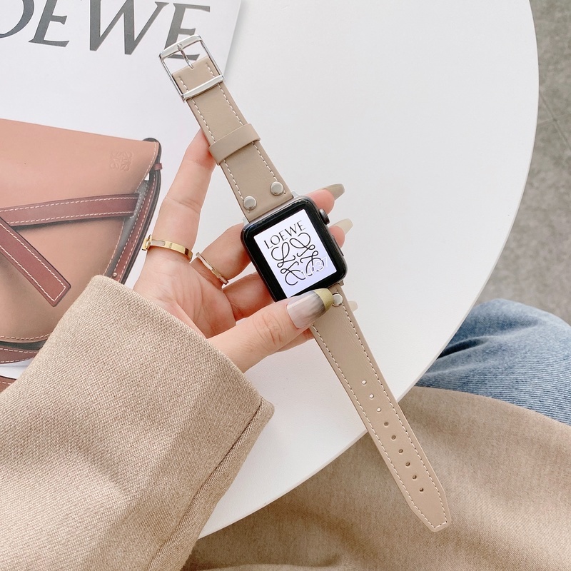 Dây Đeo Bằng Da Bò 100% Chính Hãng Cho Đồng Hồ Thông Minh Apple Watch 7 6 Se 5 4 42mm 38 / 44mm 40mm 41 45mm