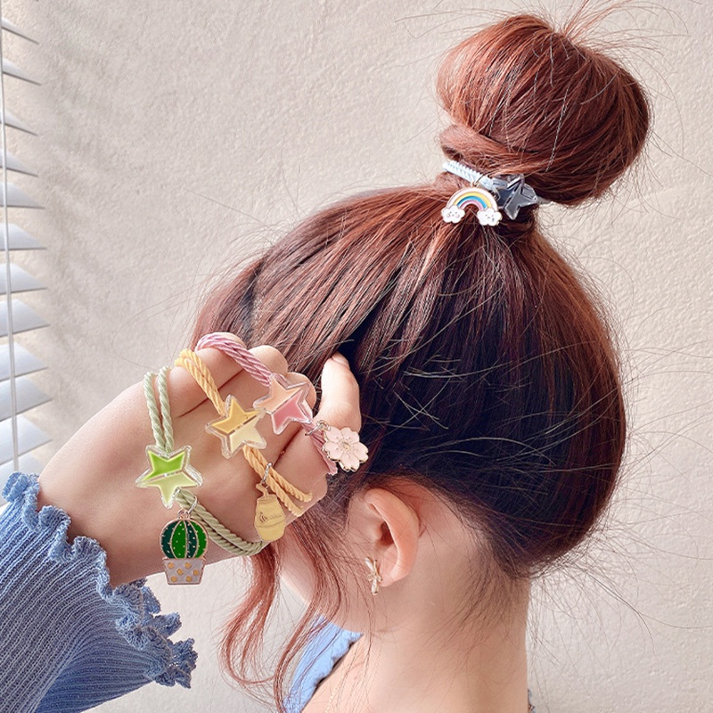 Dây Buộc Tóc Cao Su Họa Tiết Ngôi Sao Thời Trang Hàn Quốc