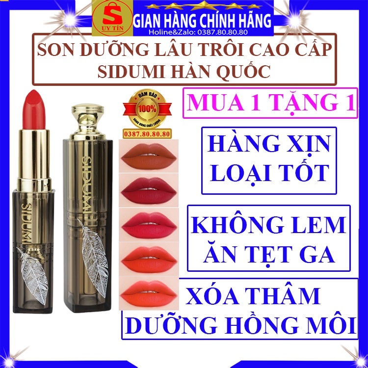 Son dưỡng môi có màu lâu trôi cao cấp chính hãng Sidumi hàn quốc mật ong chống nắng không trôi khi ăn uống dạng thỏi xịn