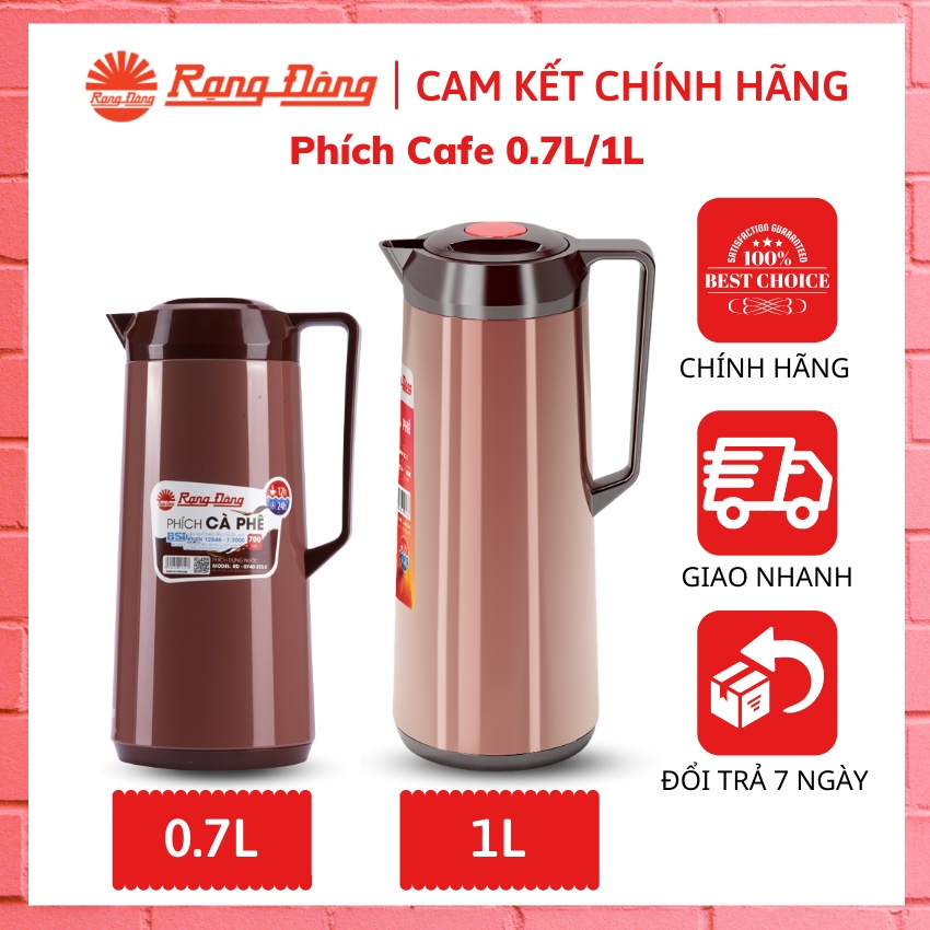 Phích Café 0.7L/1L Rạng Đông–Model: RD-0740 ST3.E–1040 ST3.E-Phích Nước Nóng Inox, Bình Giữ Nhiệt – Bình Thủy Rạng Đông