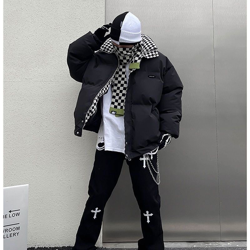 Áo phao béo phối cổ caro hot trend mẫu new