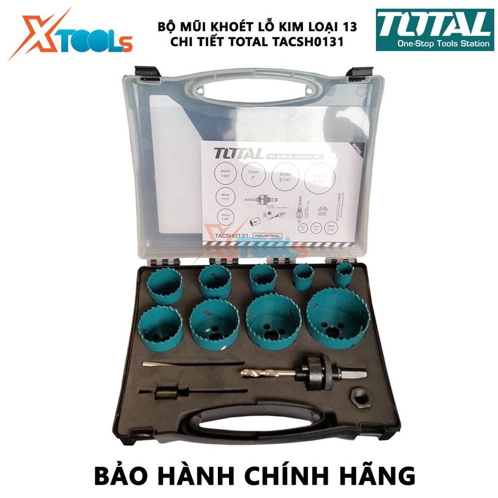 Bộ mũi khoét lỗ kim loại 13 chi tiết TOTAL TACSH0131 | Bộ 13 mũi khoét lỗ kim loại 19-64mm [CHÍNH HÃNG] [XTOOLs]