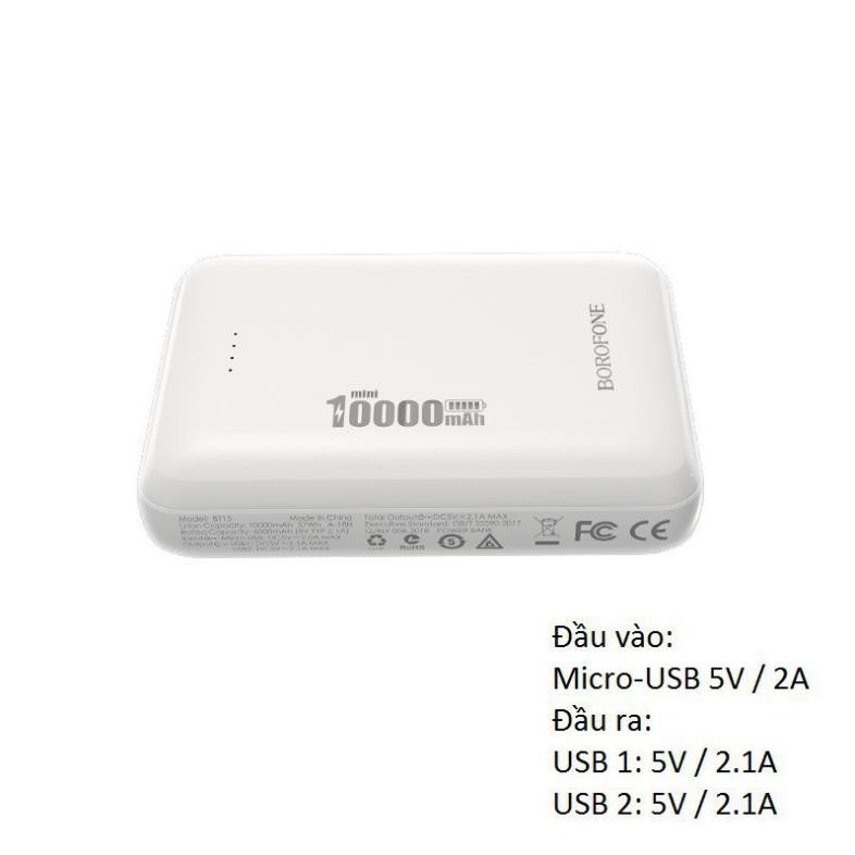 [ Giá siêu rẻ,chính hãng 100% ]  Sạc dự phòng mini BT13 dung lượng 10000mAh Borofone