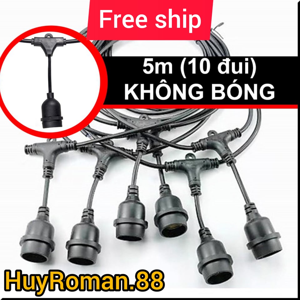 Dây đèn  trang trí treo thả ngoài trời 5m 10 bóng, 10m 20 Bóng dùng cho quán cà phê, trà chanh, trà sữa