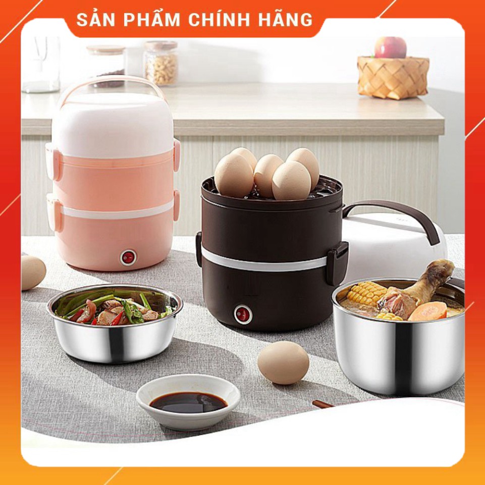 HỘP MINI NẤU,Ủ CƠM, ĐỒ ĂN TIỆN DỤNG 3 tầng ruột inox [ BẢO HÀNH 6 THÁNG]