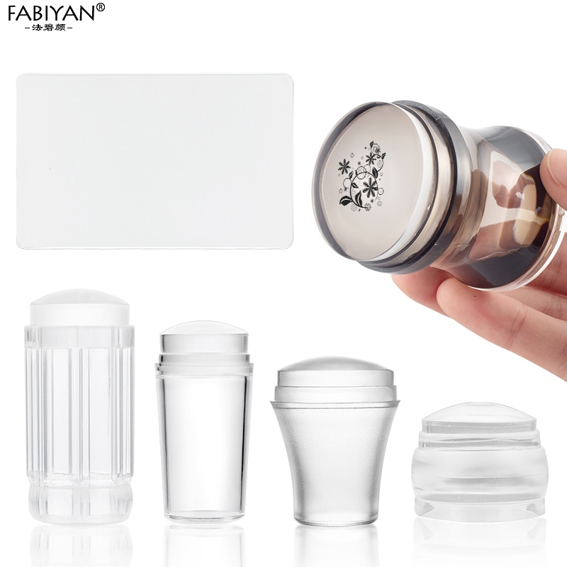 Bộ dụng cụ in hình móng tay nghệ thuật FABIYAN bằng silicone/acrylic kèm dụng cụ cạo