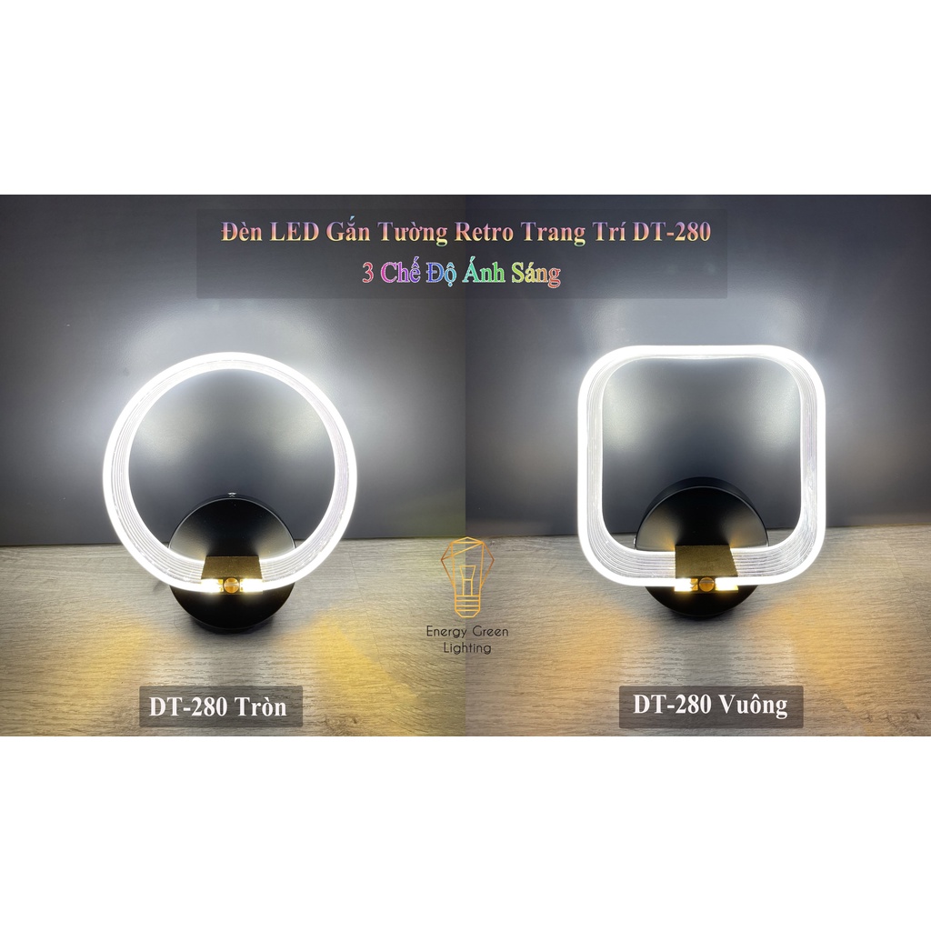 Đèn LED Gắn Tường Energy Green Lighting  Retro DT-280 - Trang Trí Trong Nhà , Cầu Thang , Hành Lang - 3 Chế Độ Ánh Sáng