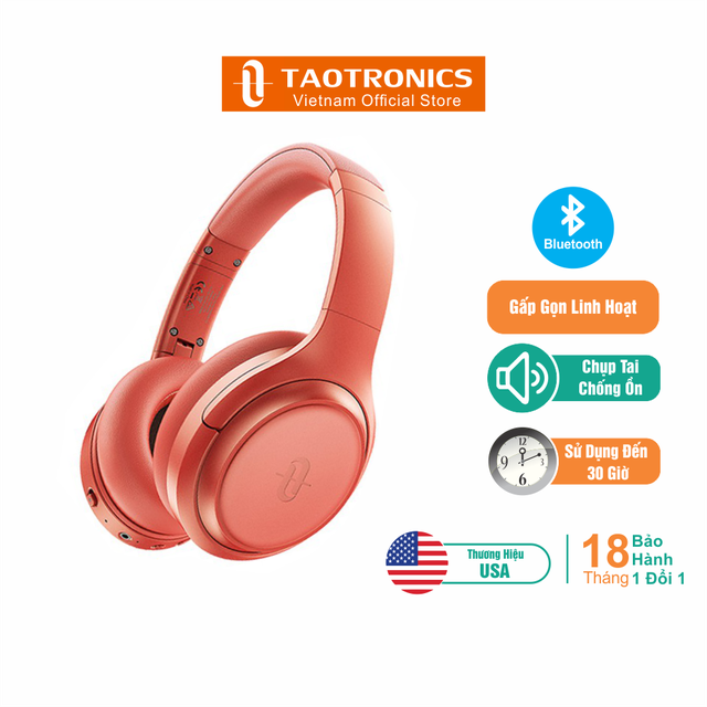 Tai Nghe TaoTronics Chụp Tai Bluetooth, Chống Ồn, Sạc Nhanh, Hoạt Động 30 Giờ TT-BH060