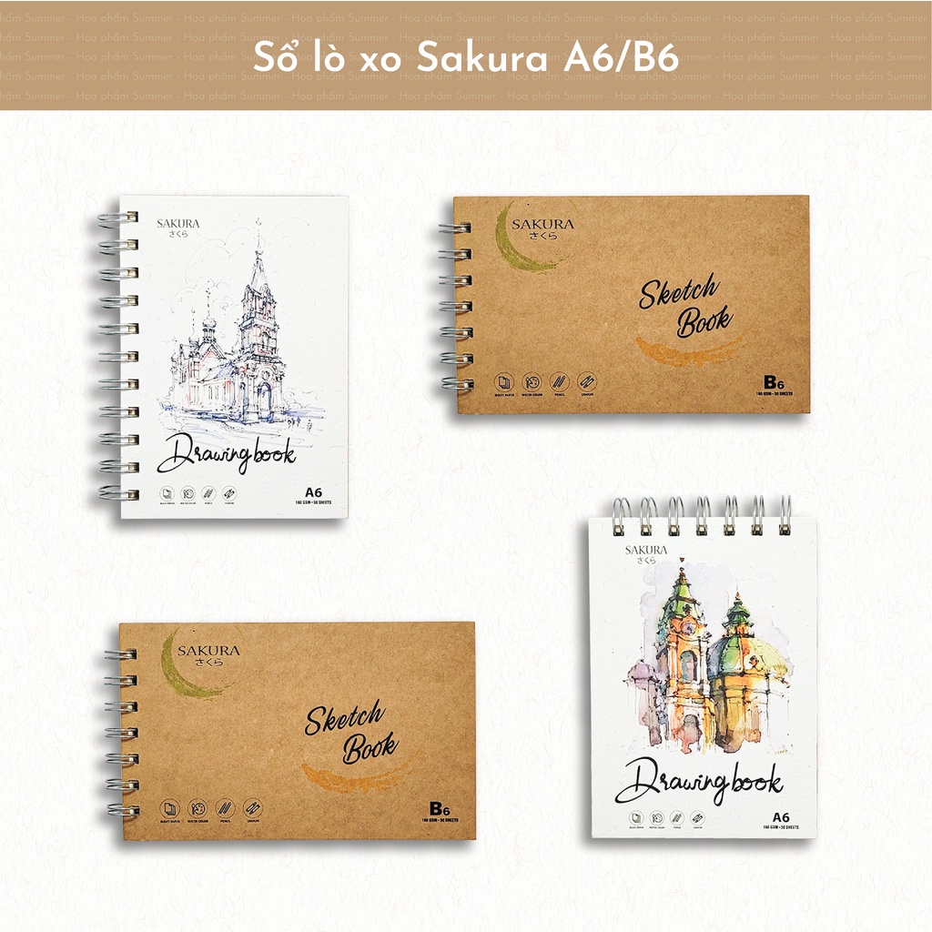 Sổ tay vẽ chì, sketchbook chuyên dụng vẽ phác thảo Sakura