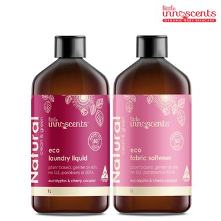 Bộ 2 chai Nước giặt xả vải sinh thái hương Bạch đàn Cherry Dừa Little Innoscents Eco Laudry Liquid and Fabric Softener