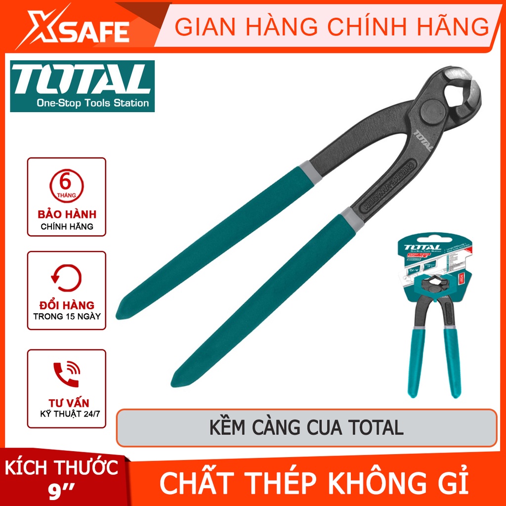Kềm càng cua TOTAL THT2891 Kìm càng cua đầu nhỏ kích thước 9&quot;, thép CR-V, đen bóng, tay cầm nhựa - [XSAFE]
