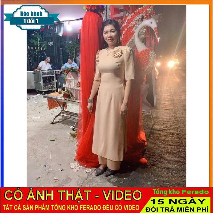 [ xả kho ] MiD Áo dài lụa S1285 đính hoa thiết kế kèm ảnh thật