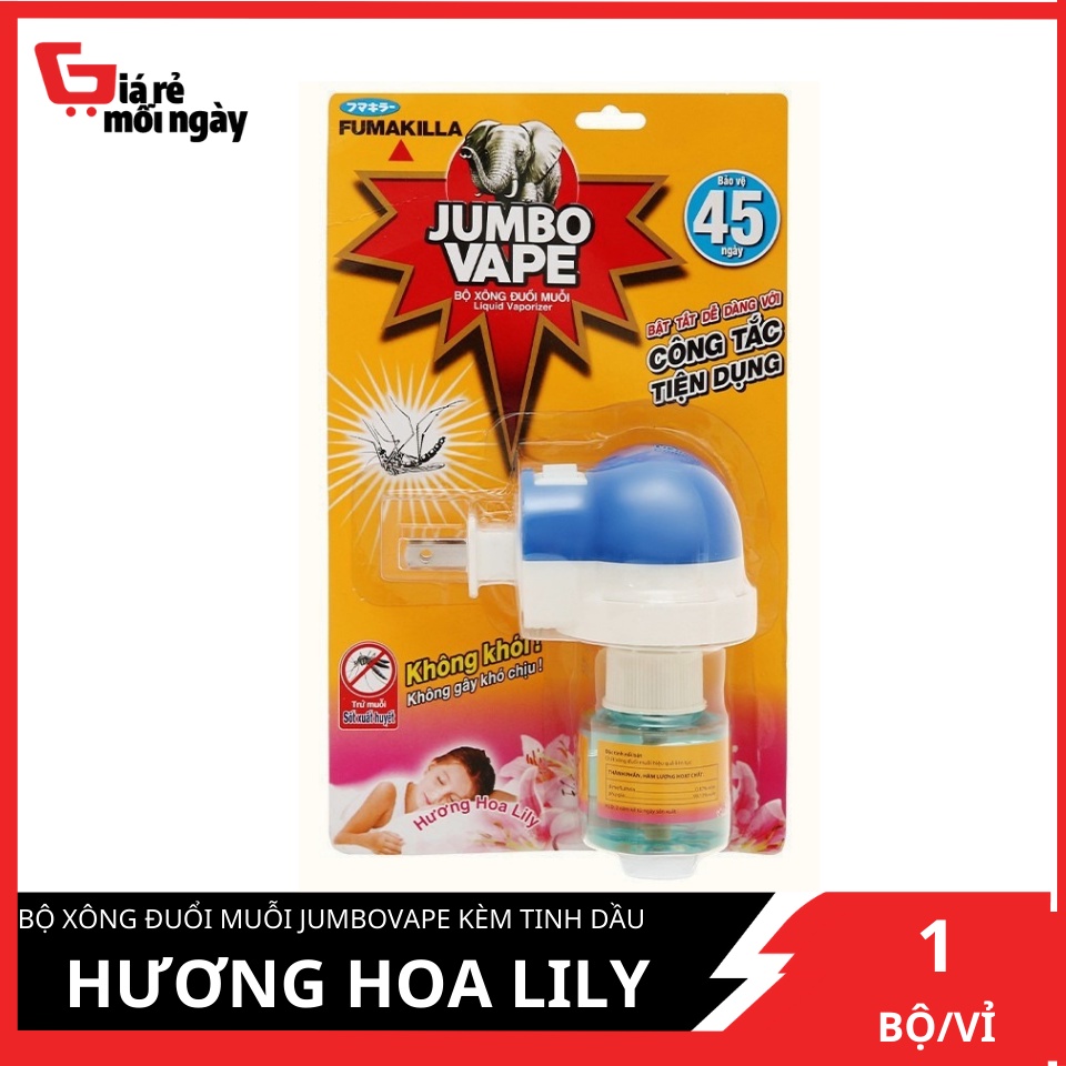 Bộ xông đuổi muỗi Jumbo Vape Và tinh dầu hương hoa Lily