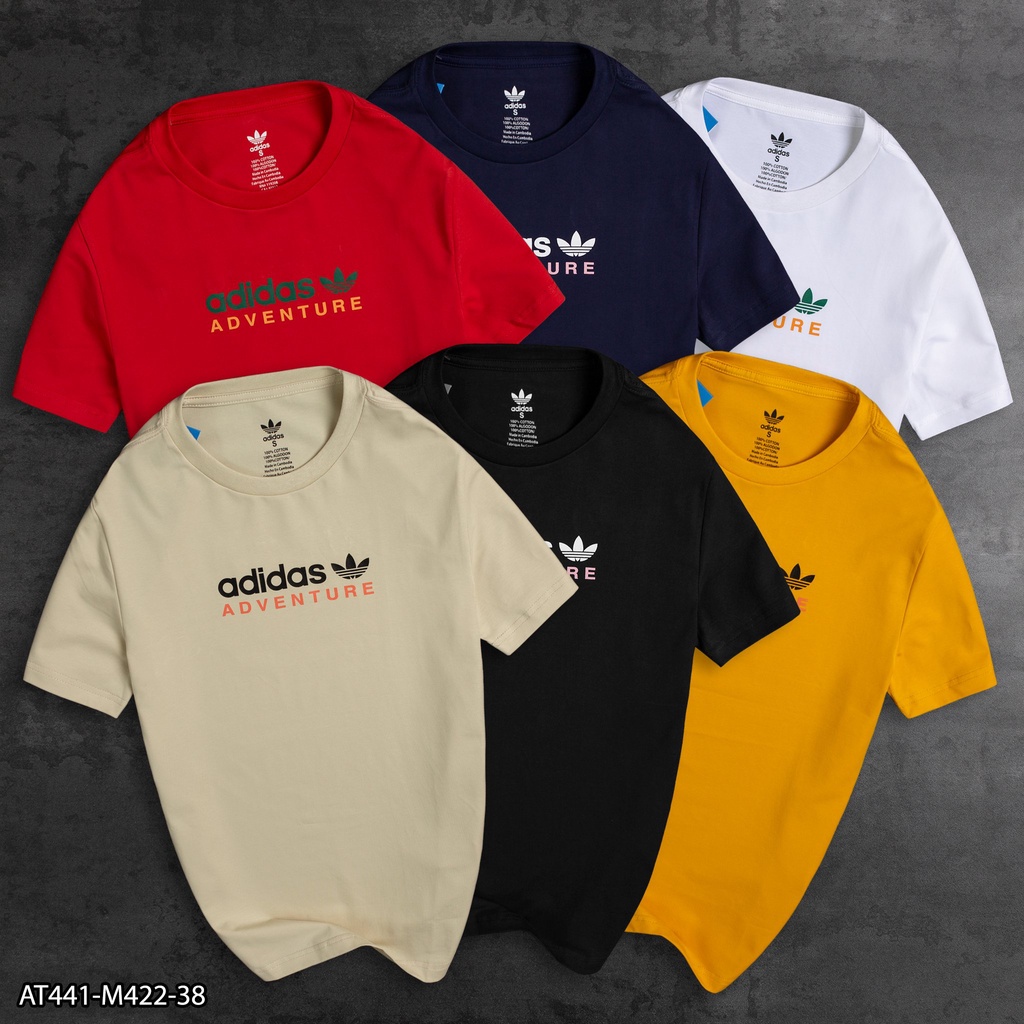 Áo thun Adidas Adventure in chữ trước, hoạ tiết sau Cotton AT441 - áo thun nam VNXK