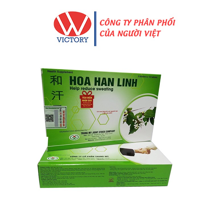 Hòa Hãn Linh (Hộp 30 Viên) - Viên Uống Dành Cho Người Ra Mồ Hôi Nhiều - Victory Pharmacy
