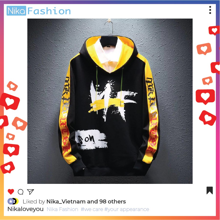 Nikafashion Áo Hoodie Nón Unisex Nam Nữ Chất Vải Nỉ Freesize 1 kích cỡ Form Dáng Rộng Dưới 65kg Mặc Đẹp N.F