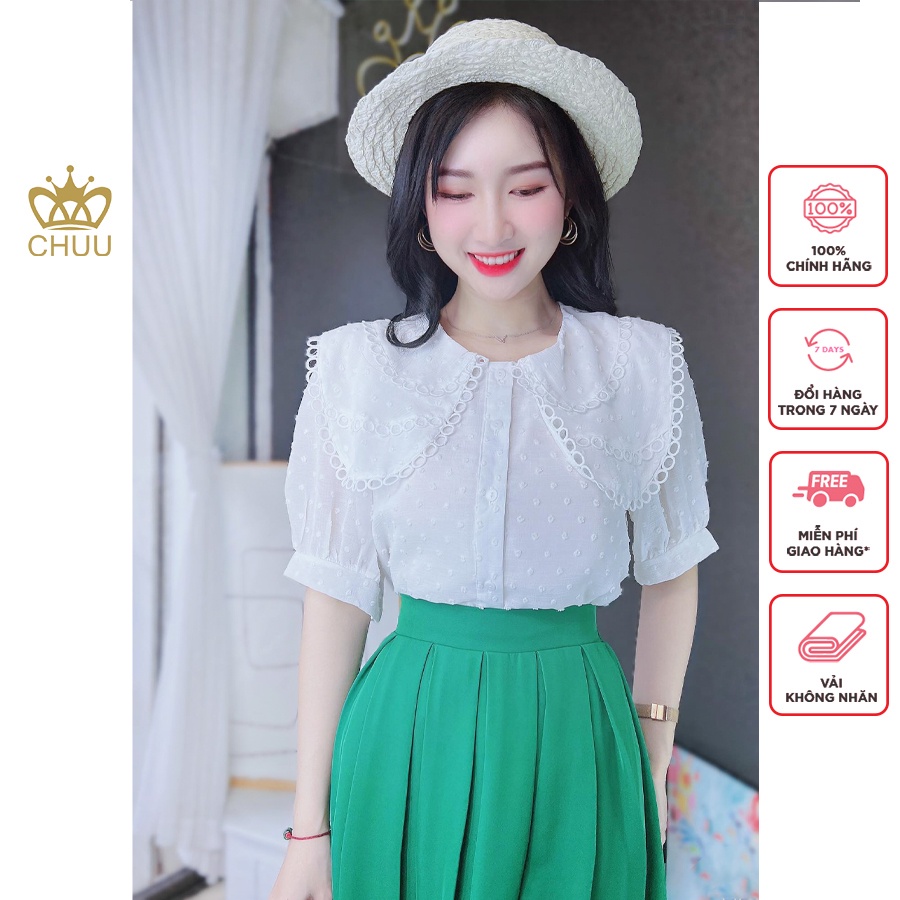 Áo sơ mi trắng công sở nữ xinh xắn freesize CHUU