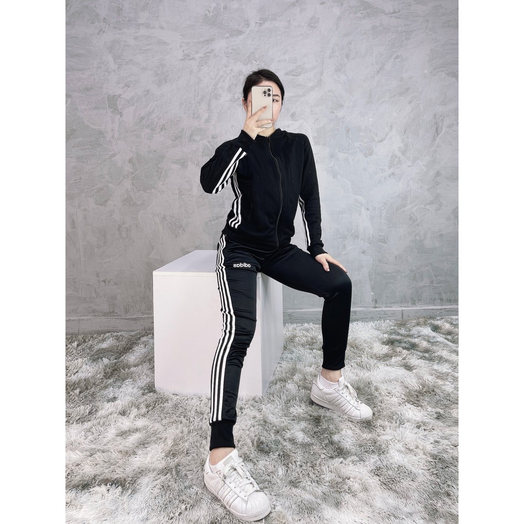 (HÀNG XUẤT XỊN) Áo khoác das đen 1782 3-STRIPES TRACKTOP WOMEN Made in Cambodia full tag code  SIZE S M L | BigBuy360 - bigbuy360.vn