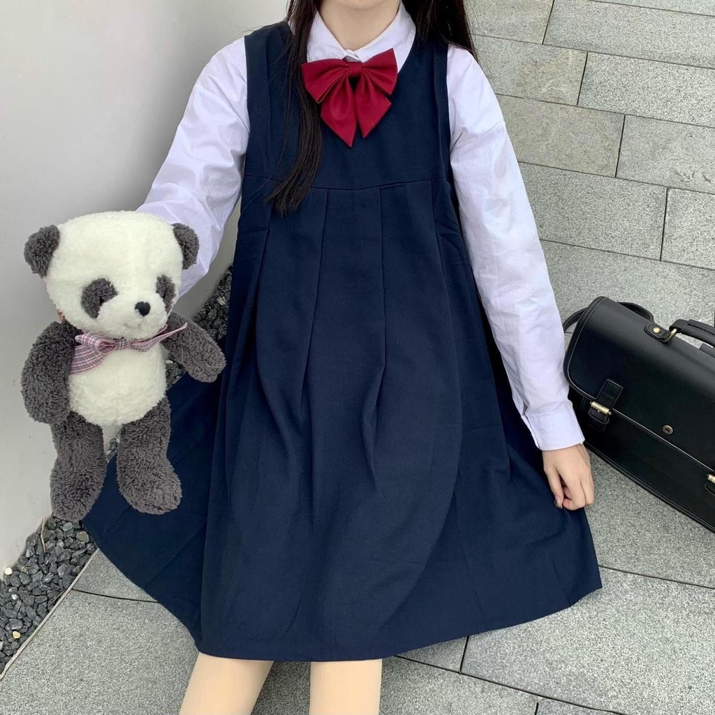 Đầm Yếm Dáng Rộng Phong Cách Học Sinh Nhật Bản Thời Trang Mùa Hè Cho Nữ