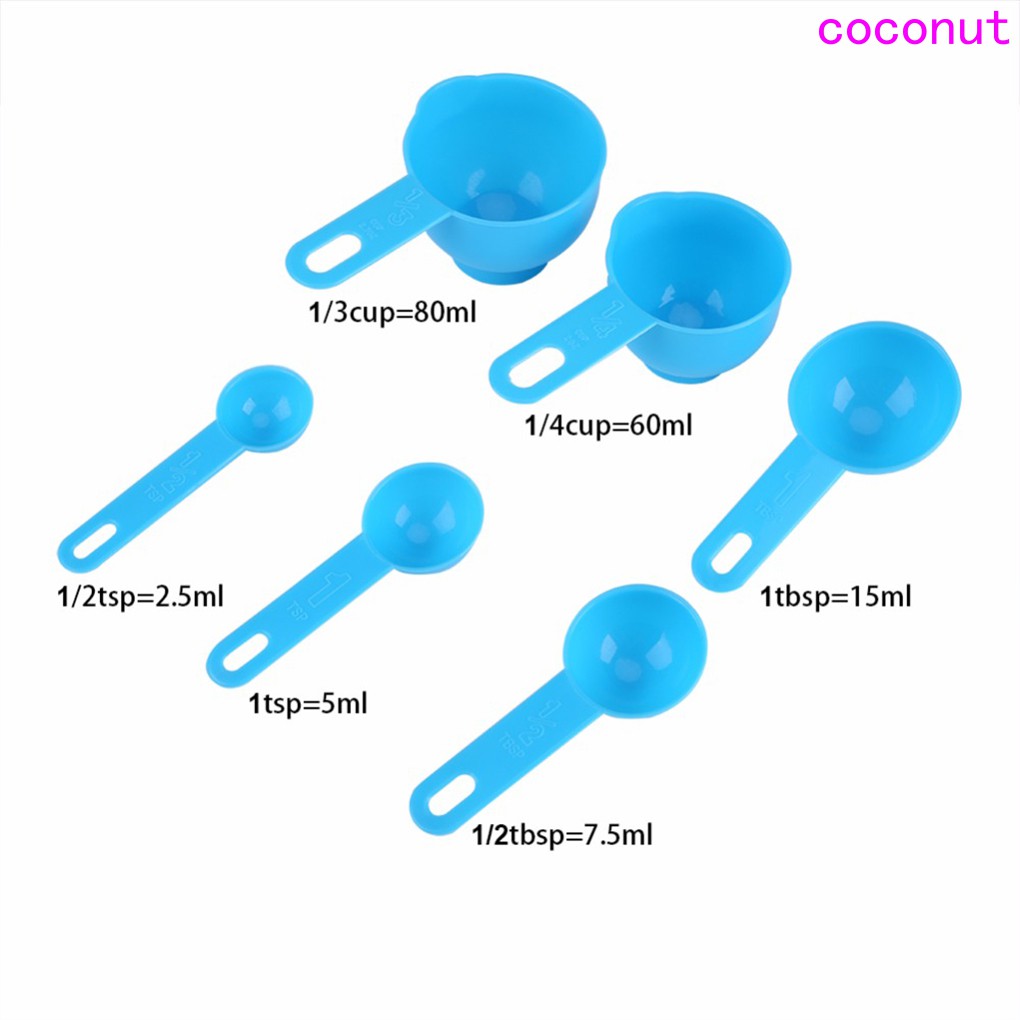 7PCS/Set Plastic Measuring Cups with Spoons Measure Kitchen Utensil Cooking Scoops Sugar Cake Baking Scales Spoon