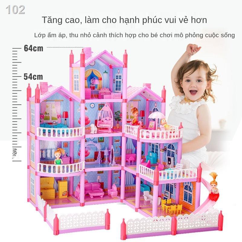 trẻ em chơi nhà lắp ráp nhà búp bê nhà biệt thự Barbie Set công chúa lâu đài mô phỏng ngôi nhà cô gái đồ chơiN