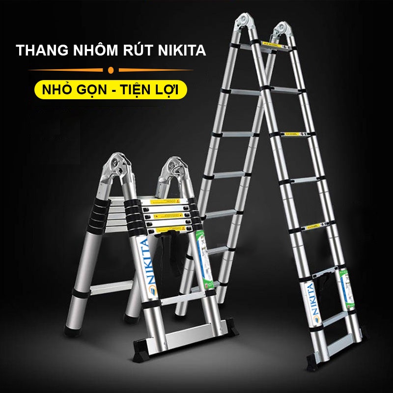 Thang nhôm rút chữ A ( 3m2 + 3m2 ) - Chính hãng NIKITA