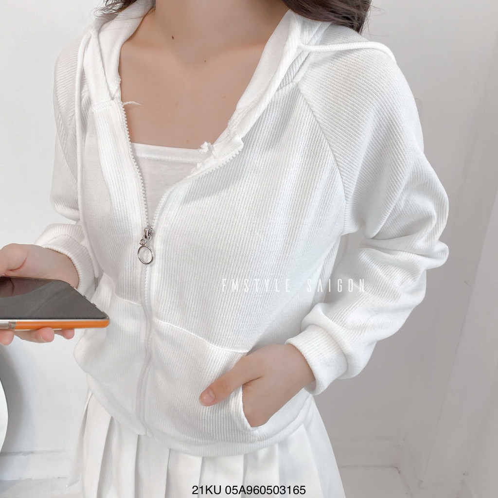 Áo khoác tay dài có nón trơn ulzzang thời trang nữ VM STYLE 21KU05A960503