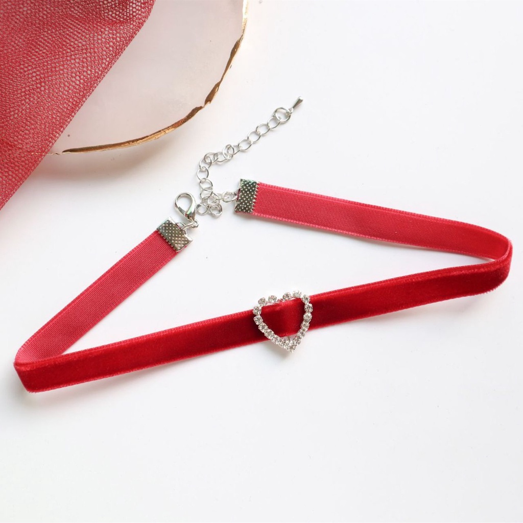 Vòng Cổ Choker Màu Đỏ Thiết Kế Hợp Thời Trang