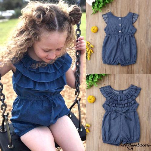Áo liền quần denim phong cách công chúa cho bé gái