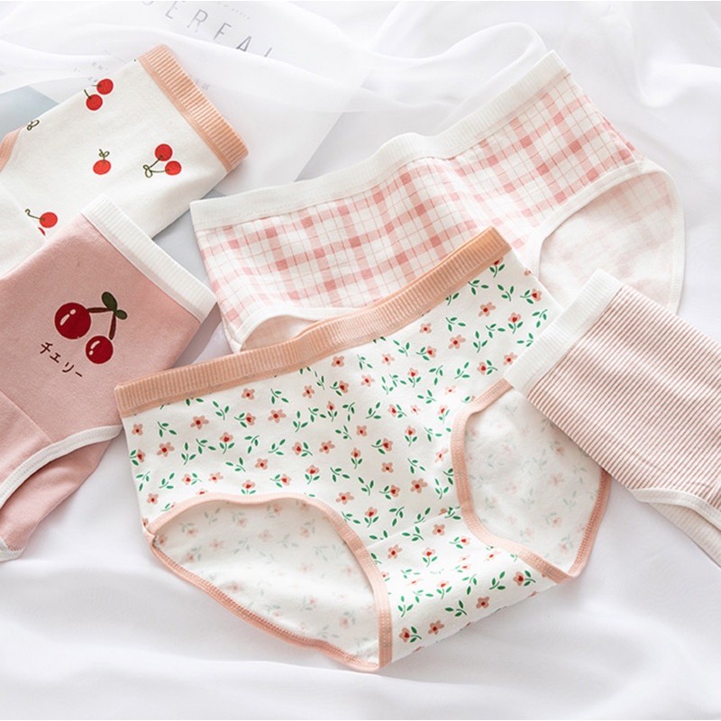 Combo Đồ lót nữ cotton kháng khuẩn đáy chip cotton dễ thương thoáng khí cô gái Nhật Bản Morigirl ulzzang kiểu Hàn | BigBuy360 - bigbuy360.vn