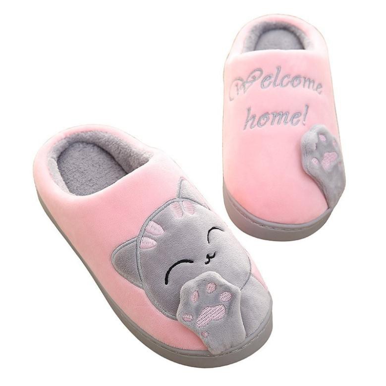 Dép bông unisex đi trong nhà cực ấm họa tiết Mèo Welcome Home siêu HOT NB-47 ....