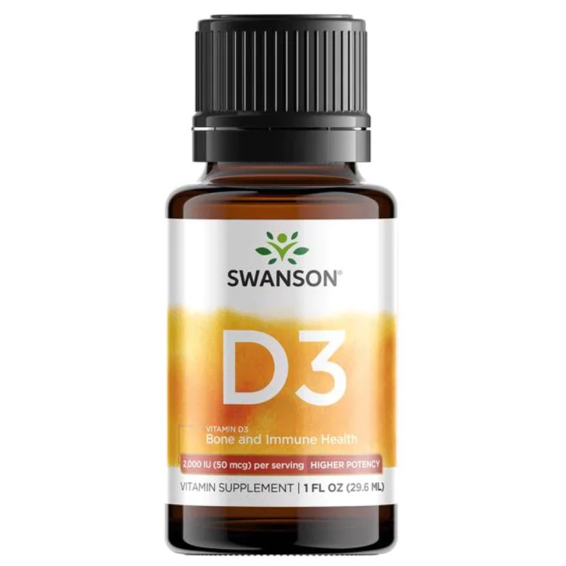 VITAMIN D3 DẠNG LỎNG | Swanson Premium Vitamin D3 [204 Lần Dùng] 2000IU 50MCG [29.5 ML] - Chính Hãng Muscle Fitness