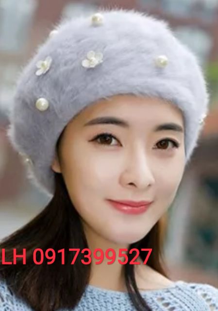 Nón bere nữ lông thỏ cao cấp vzbr19