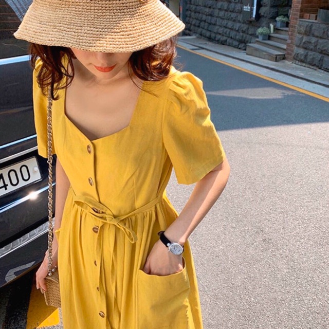 Đầm suông nút trước 2 màu (kèm hình thật) | BigBuy360 - bigbuy360.vn