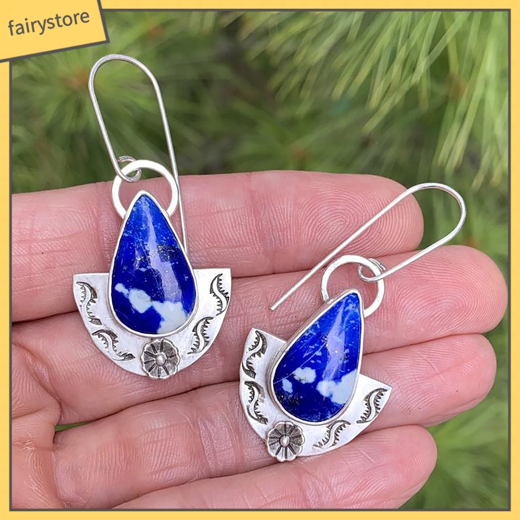 Bông tai dáng dài mặt hình giọt nước thời trang nữ