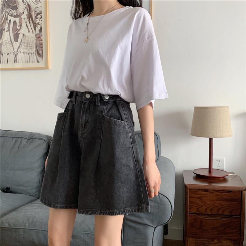 [LININ] Quần Short Denim Ống Rộng Lưng Cao Phong Cách Hàn Quốc Dễ Phối Đồ Cho Nữ