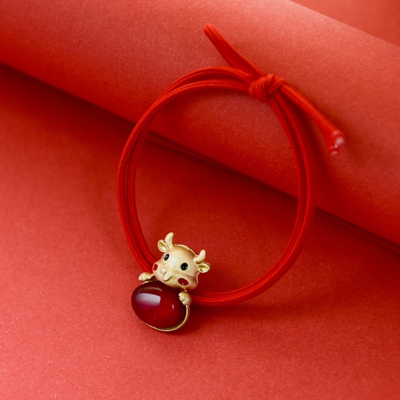 Dây buộc tóc cao su màu đỏ xinh xắn cho nữ 2021