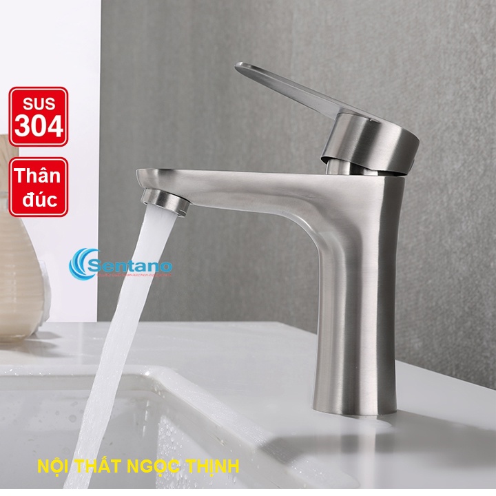 Vòi rửa mặt, vòi rửa tay gắn lavabo (lavabo eo) nóng lạnh inox 304 SENTANO