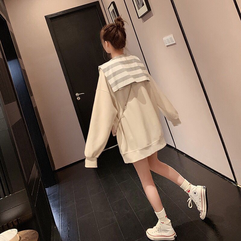 Áo sweater Cotton Dáng Rộng Kèm Khăn Choàng Thời Trang Thu Đông Phong Cách Hàn Quốc Cho Nữ