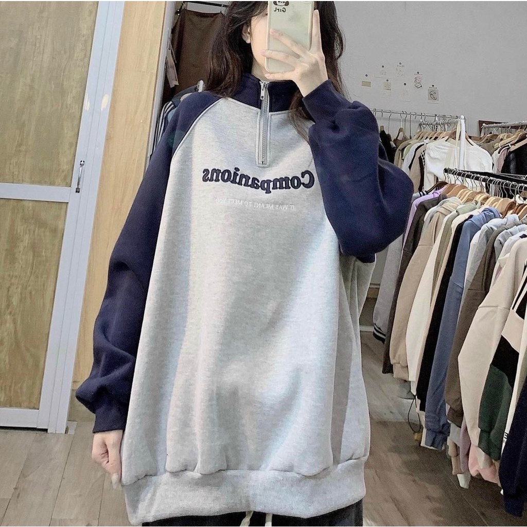 💕 Áo nỉ dày ấm hình thêu cổ khóa phối siêu hót hit 40kg_65kg 💕 | BigBuy360 - bigbuy360.vn