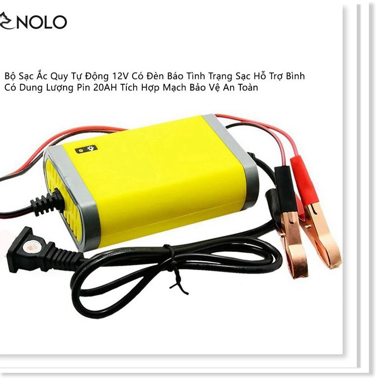 Bộ Sạc Ắc Quy Tự Động 12V Có Đèn Báo Tình Trạng Sạc Hỗ Trợ Bình Có Dung Lượng Pin 20AH Tích Hợp Mạch Bảo Vệ An Toàn