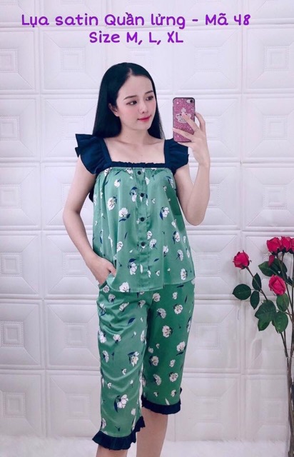 Satin cúp ngực quần lửng tay cánh tiên | BigBuy360 - bigbuy360.vn