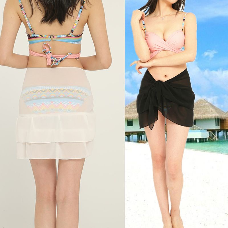 Khăn Choàng Bikini Che Nắng Hai Lớp Vải Voan Viền Bèo Dễ Thương Đa Năng