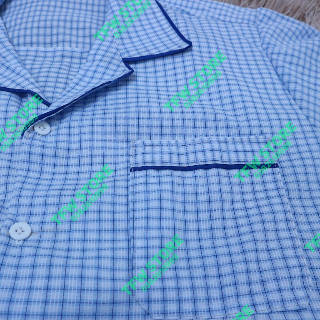 [Chất cotton] Bộ pijama nam trung niên kẻ ô (pyjama kẻ, dài tay), bộ quần áo mặc nhà, bộ ngủ cho ông, cho bố | BigBuy360 - bigbuy360.vn