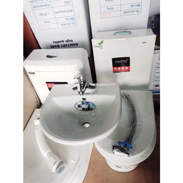 Lavabo 3 lỗ Thái Bình kích thước (35mm*38mm) bao gồm đủ phụ kiện vòi nóng lạnh